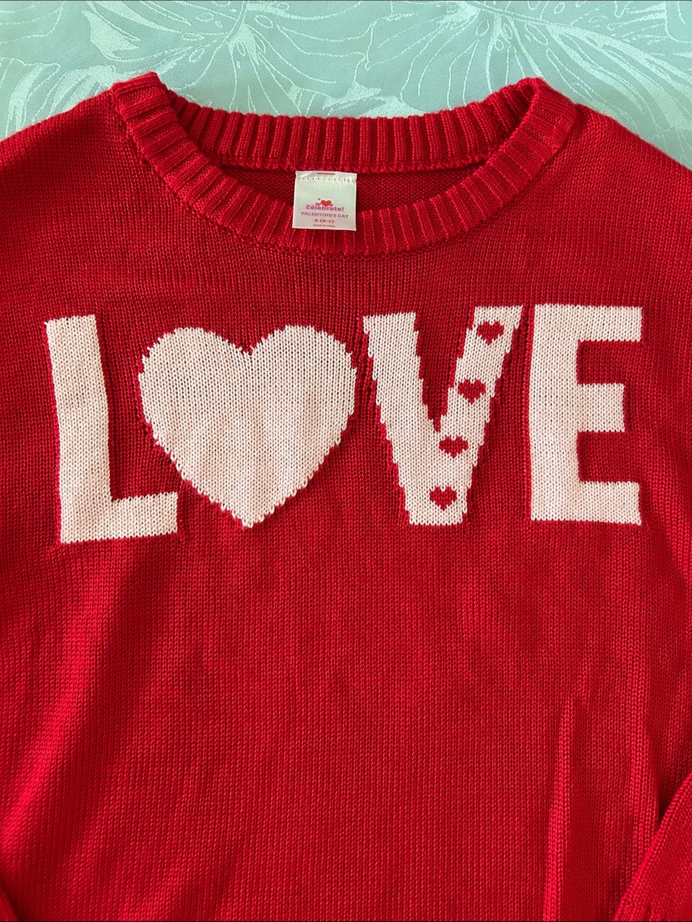 Kids Red 'LOVE' Heart Knit Sweater - Picture 3 of 5